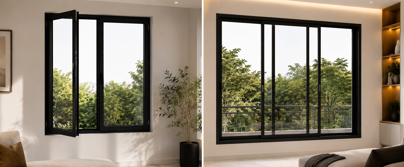 aluminium casement windows or aluminium sliding windows